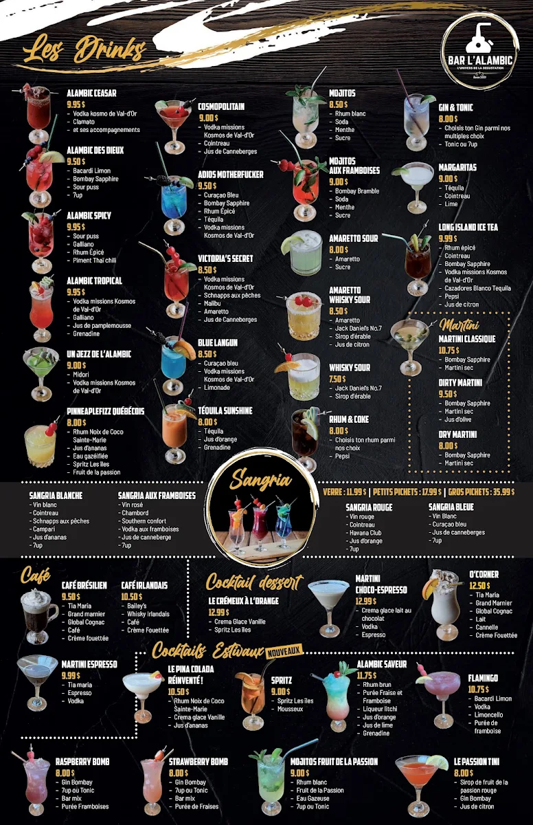 Menu, Bar l'Alambic