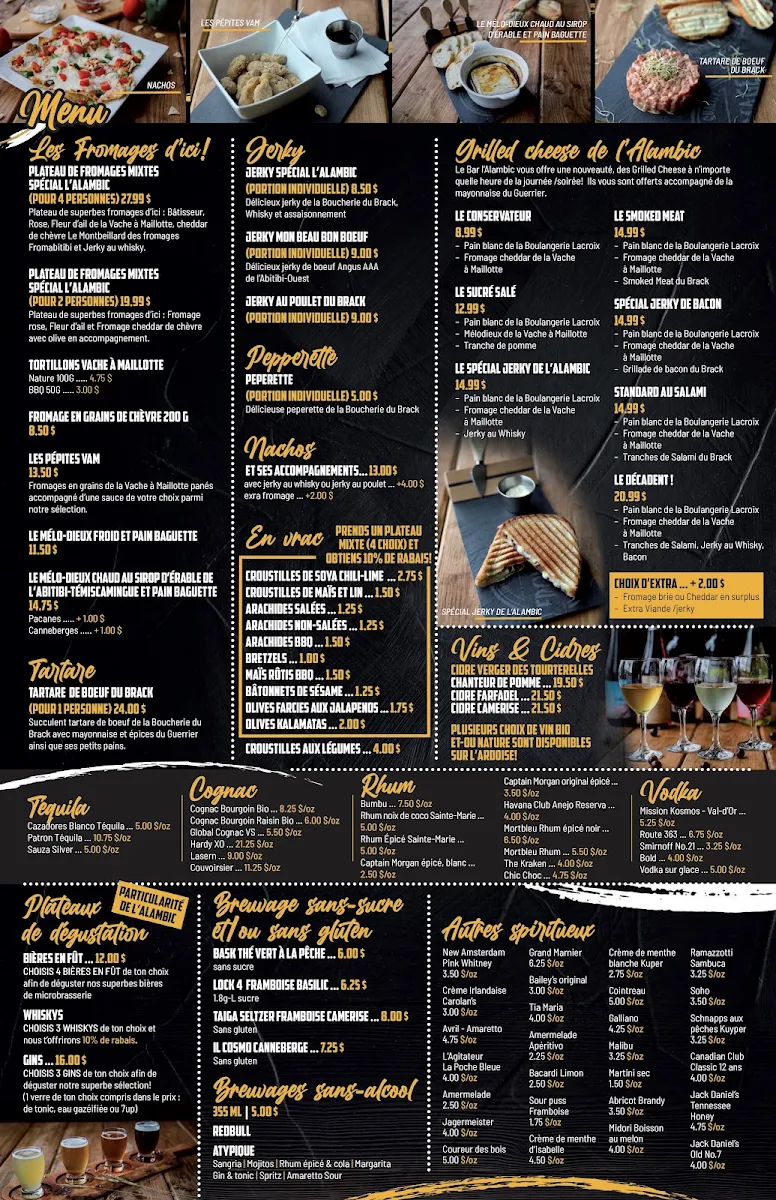 Menu, Bar l'Alambic