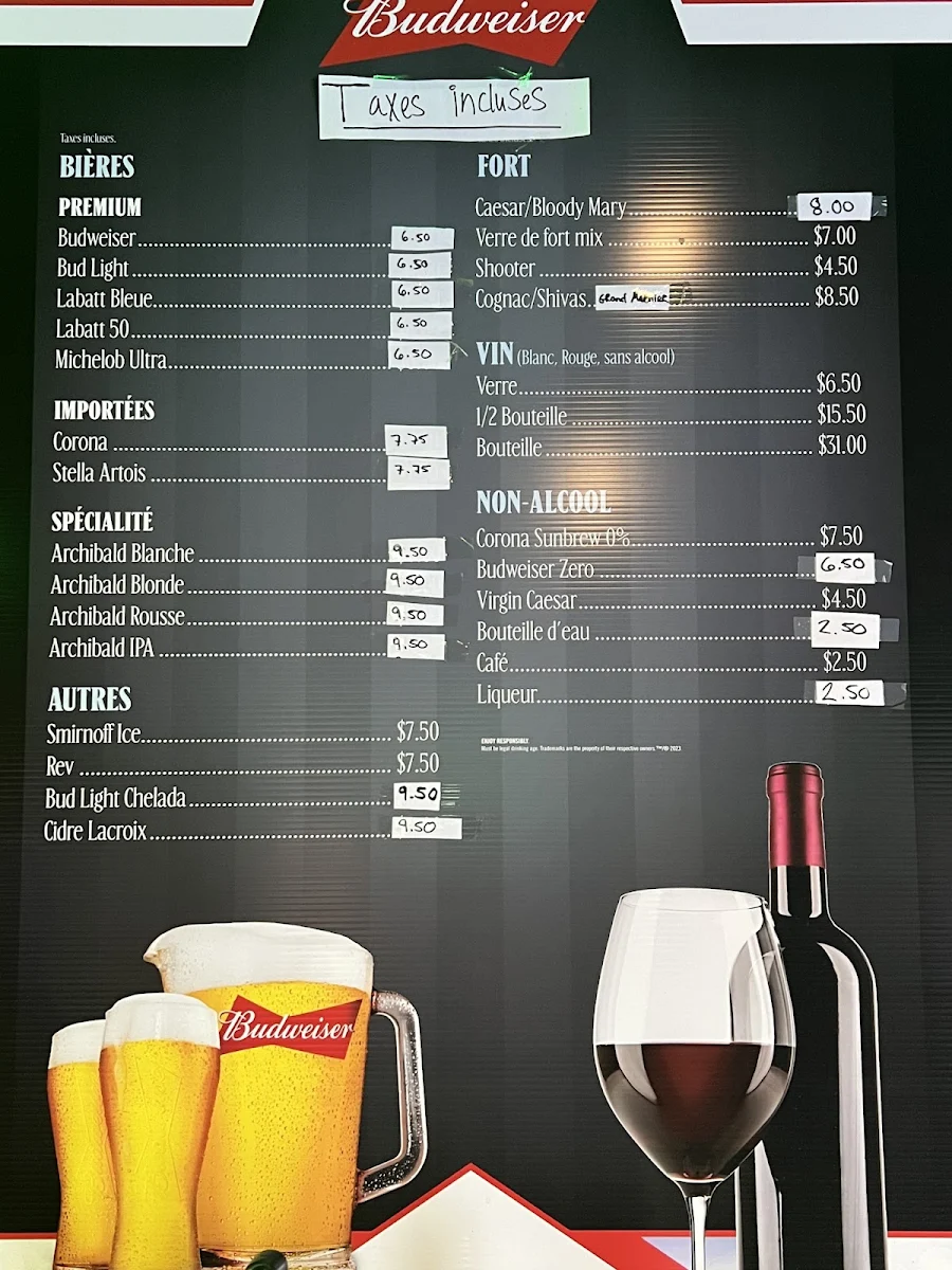 Menu, Bar Flush Billard