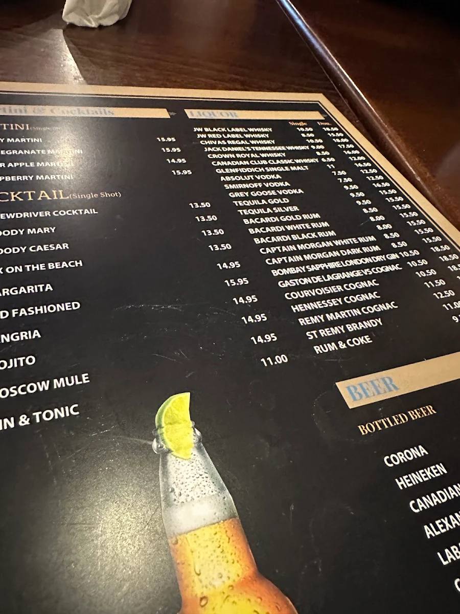 Menu, North Restaurant