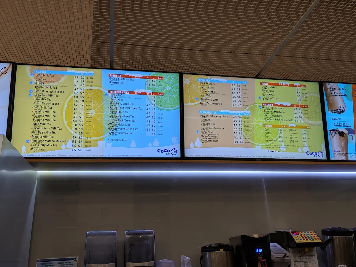 Menu, CoCo Bubble Tea - Bank St Ottawa
