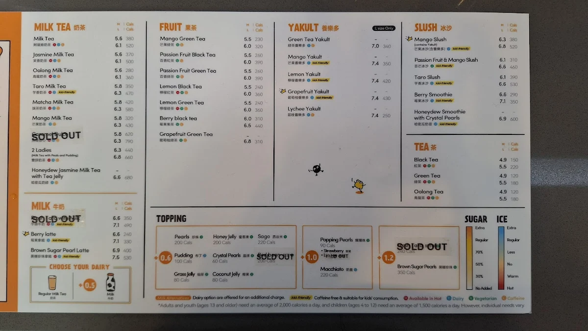Menu, CoCo Bubble Tea - Bank St Ottawa