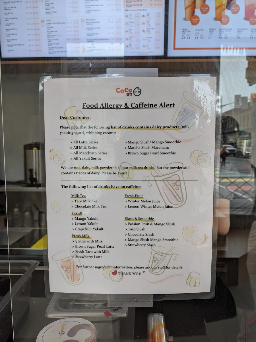 Menu, CoCo Bubble Tea - Bank St Ottawa