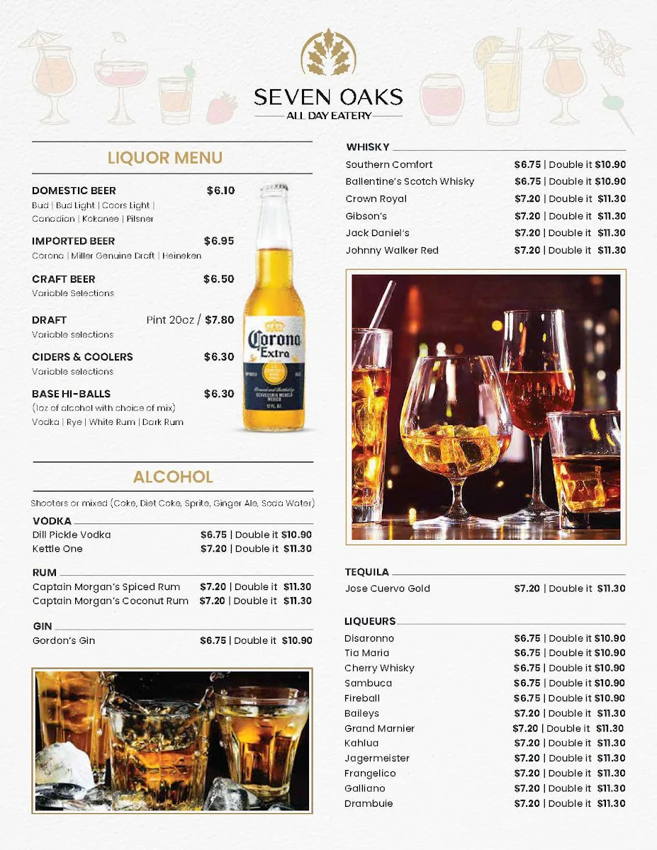 Menu, Seven Oaks All Day Eatery