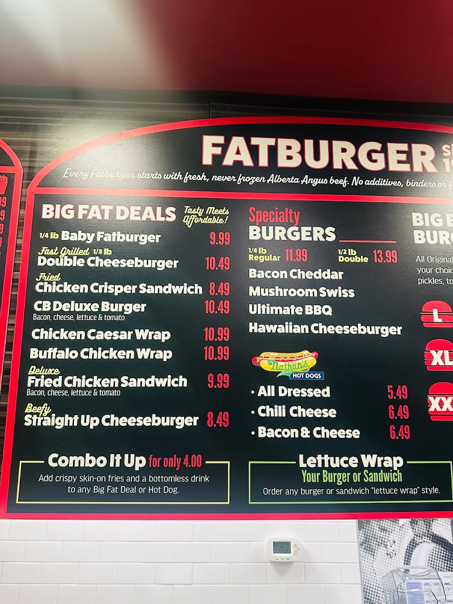 Menu, Fatburger 104th Avenue
