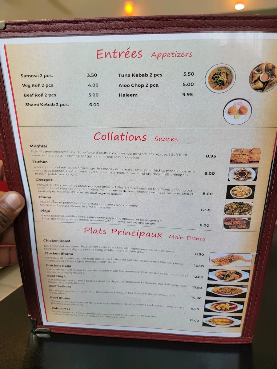 Menu, APPAYON - Cuisine Bangladeshi