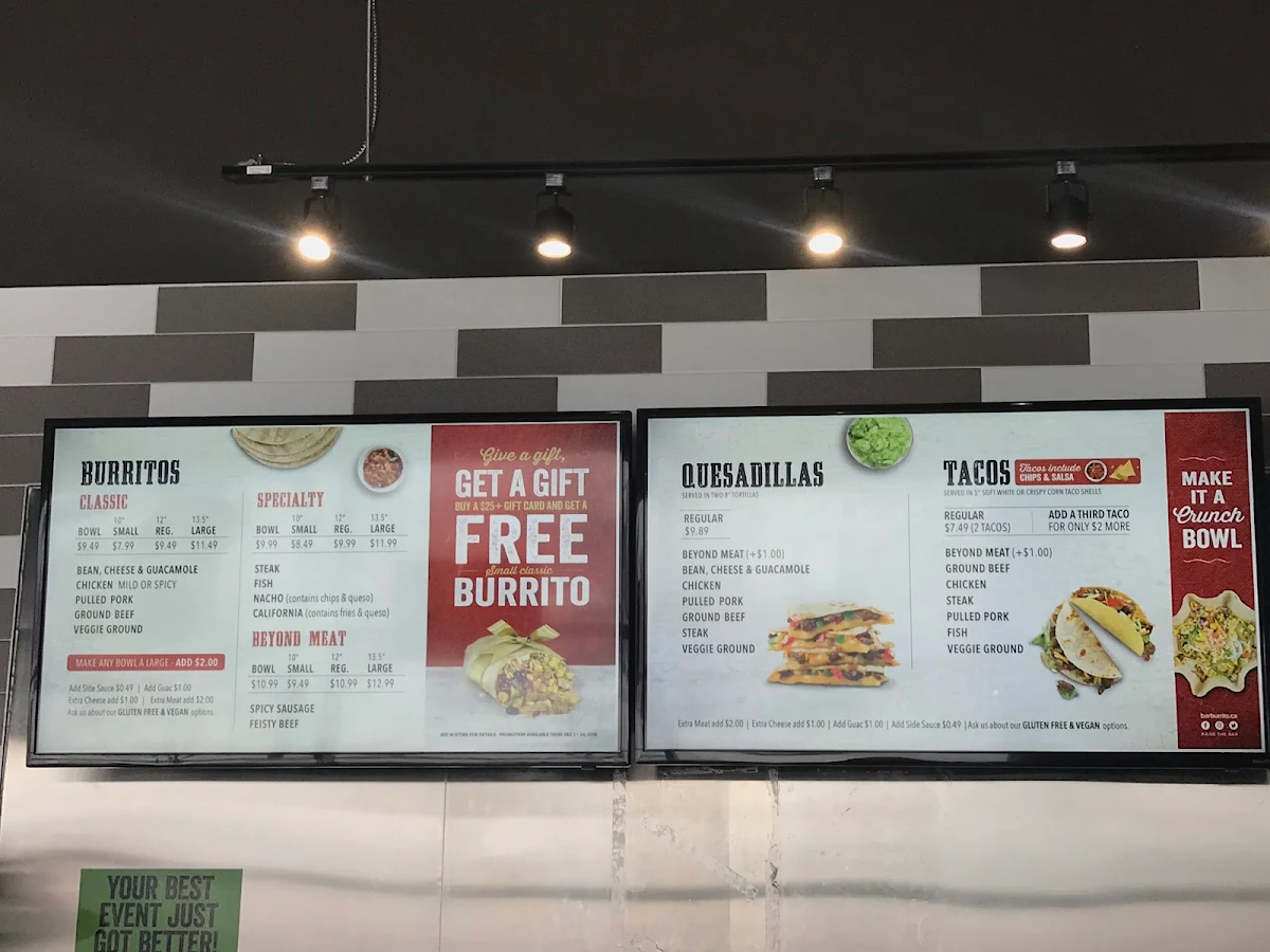 Menu, barBURRITO