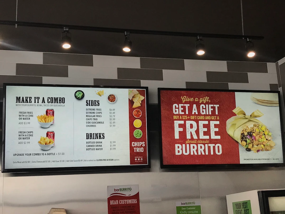 Menu, barBURRITO