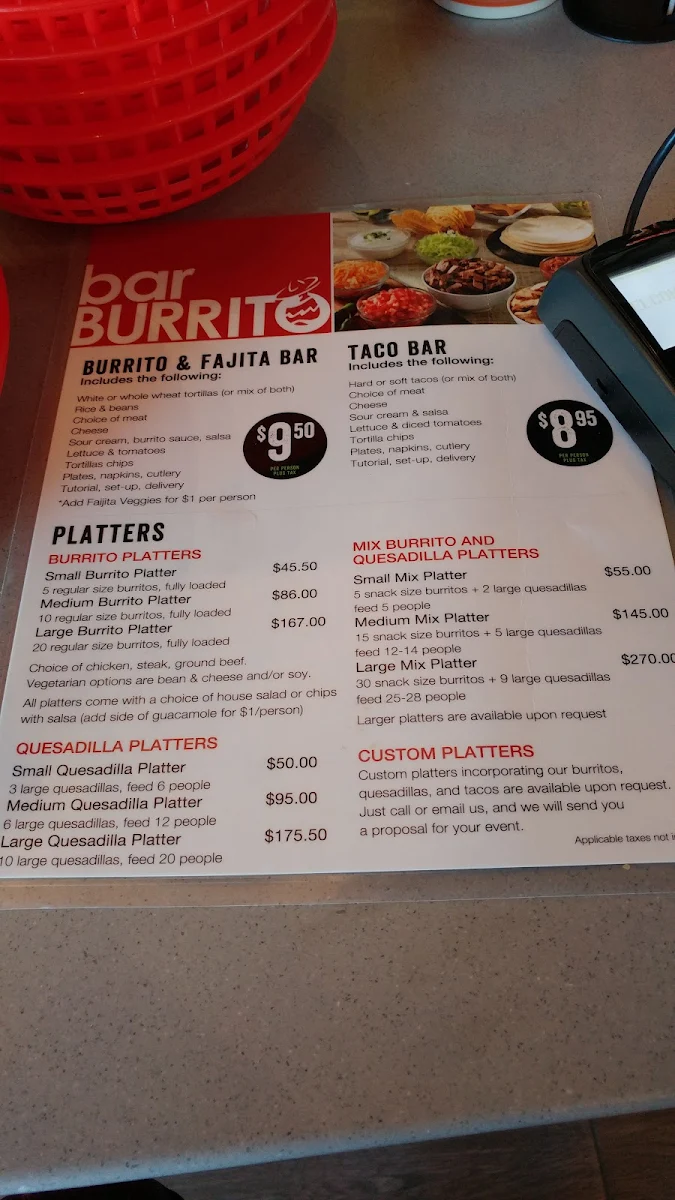 Menu, barBURRITO