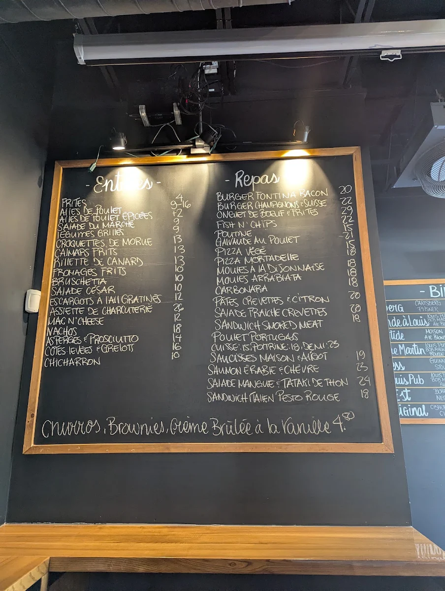 Menu, Louis' Pub