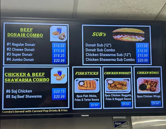 Menu, Shawarma and Donair Express