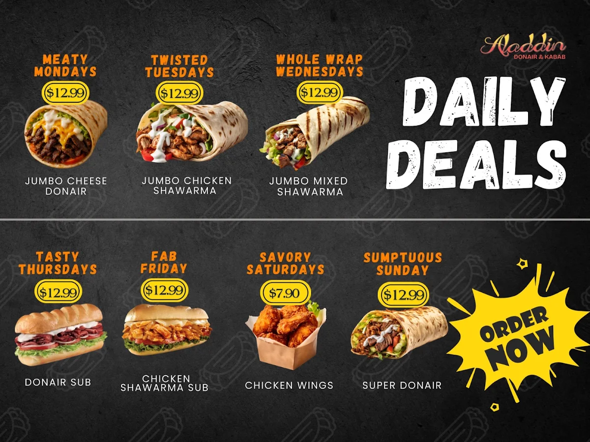 Menu, Shawarma and Donair Express