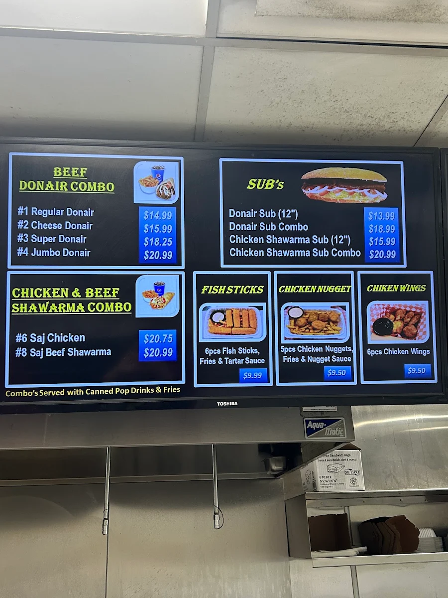 Menu, Shawarma and Donair Express