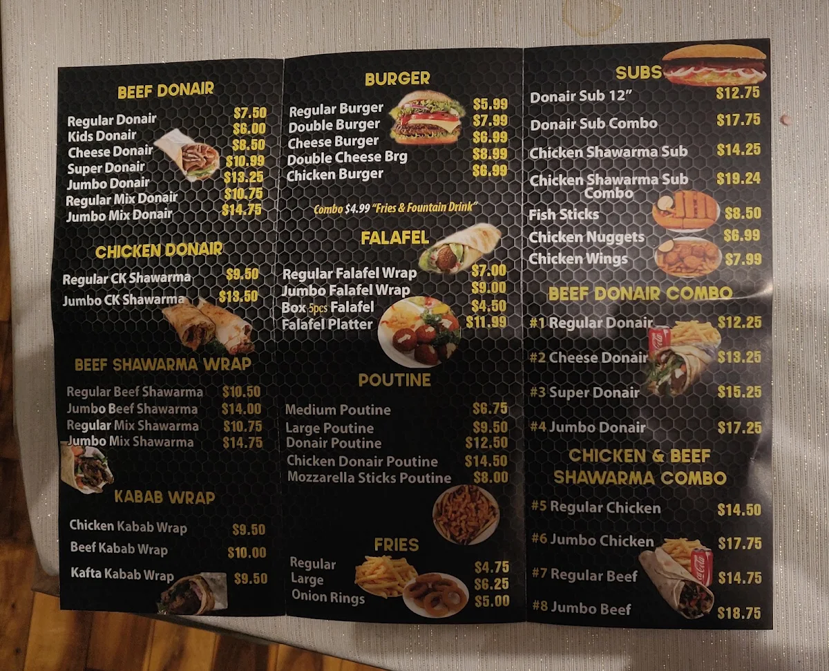 Menu, Shawarma and Donair Express