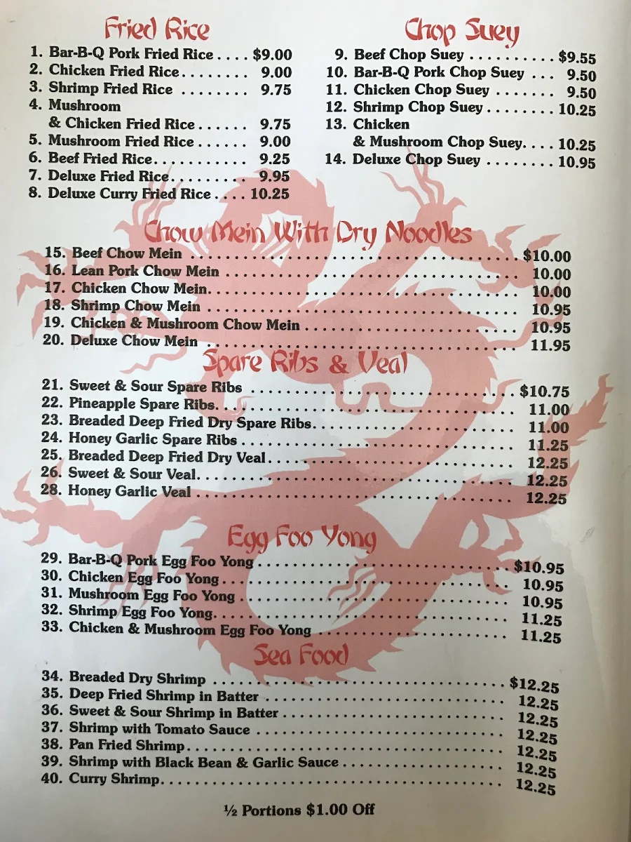 Menu, Haw's Family Restaurant