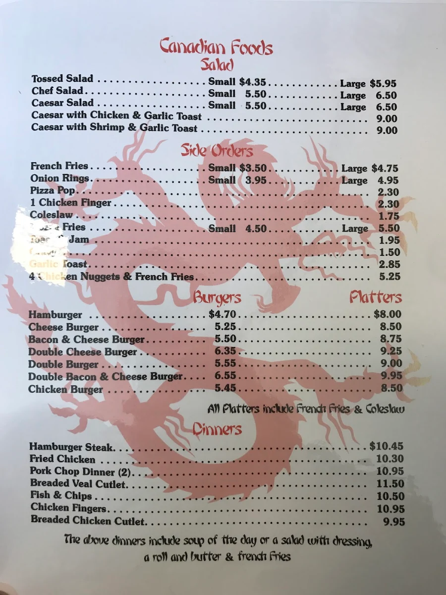 Menu, Haw's Family Restaurant