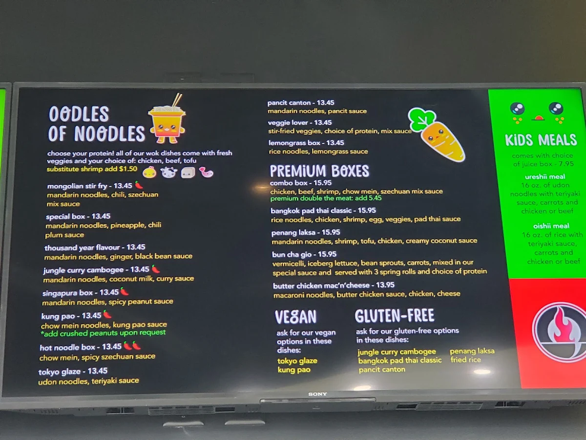 Menu, Oodle Noodle Airdrie Main