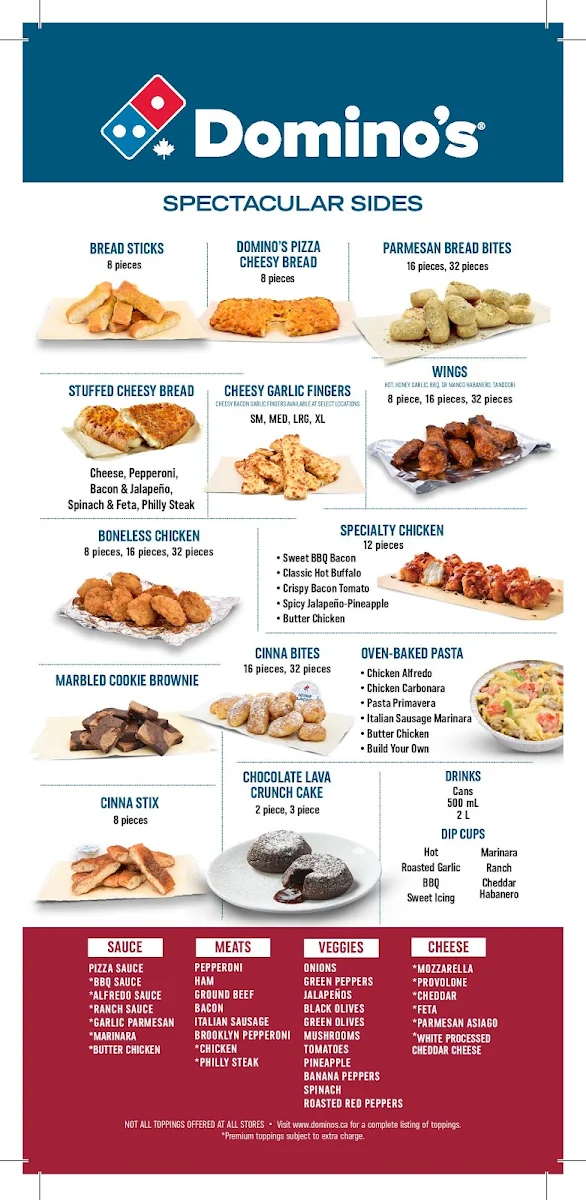 Menu, Domino's Pizza