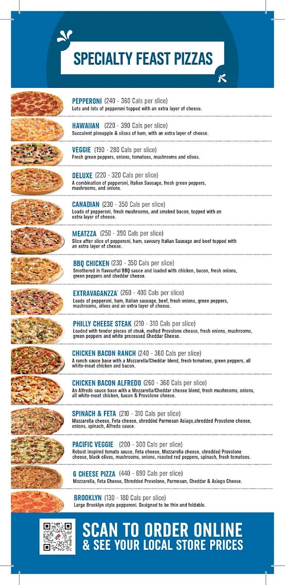 Menu, Domino's Pizza