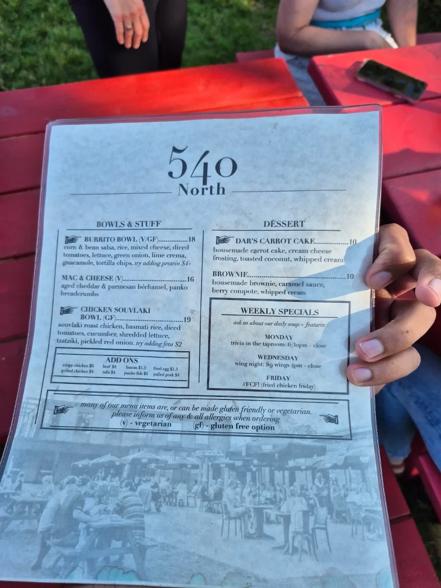 Menu, 540 North