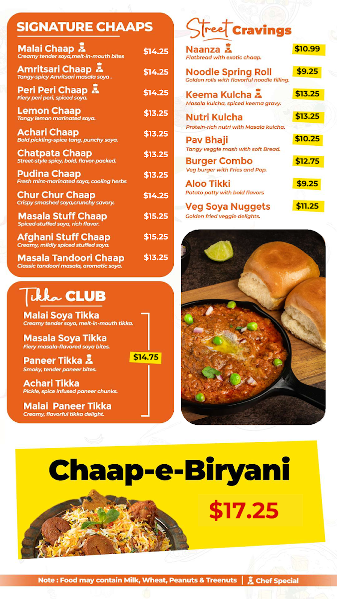 Menu, Punjabi Chaap Surrey