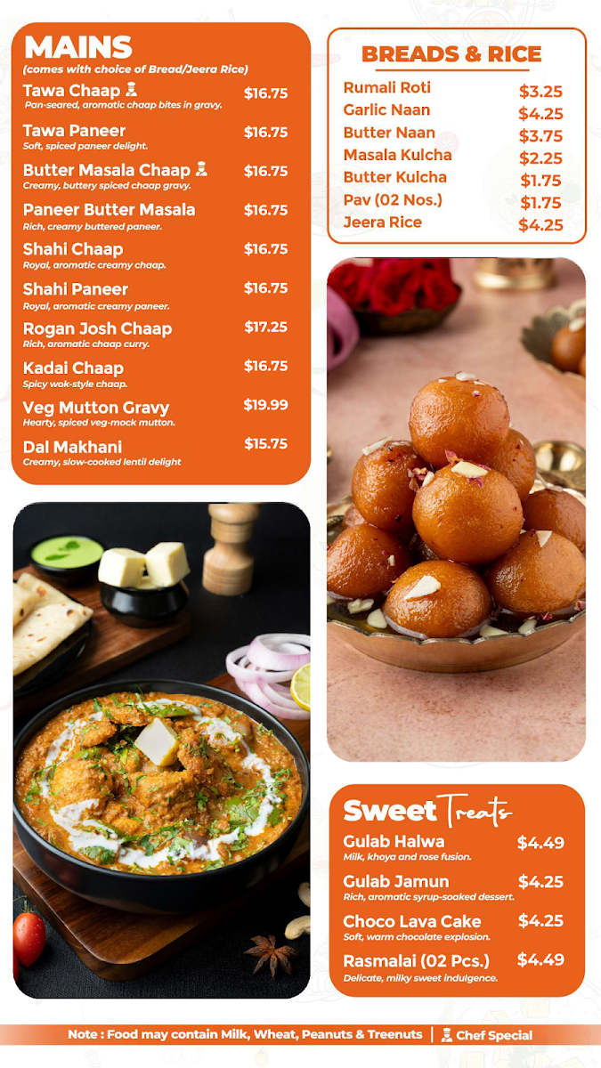 Menu, Punjabi Chaap Surrey