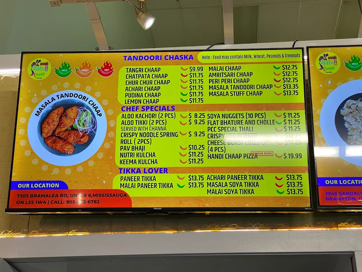 Menu, Punjabi Chaap Surrey