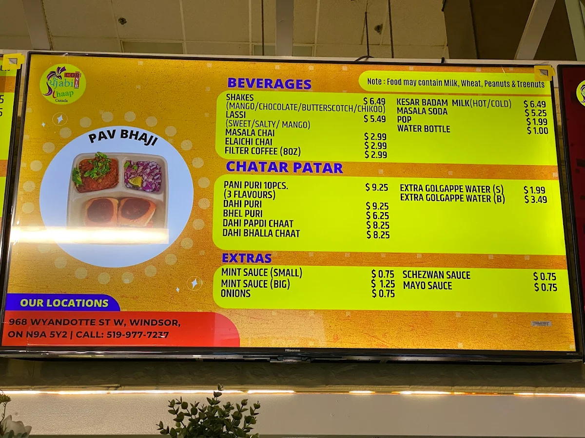 Menu, Punjabi Chaap Surrey
