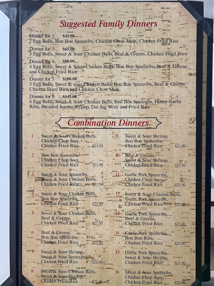 Menu, Mr. Chinese