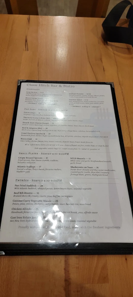 Menu, The Clove Hitch Bar & Bistro