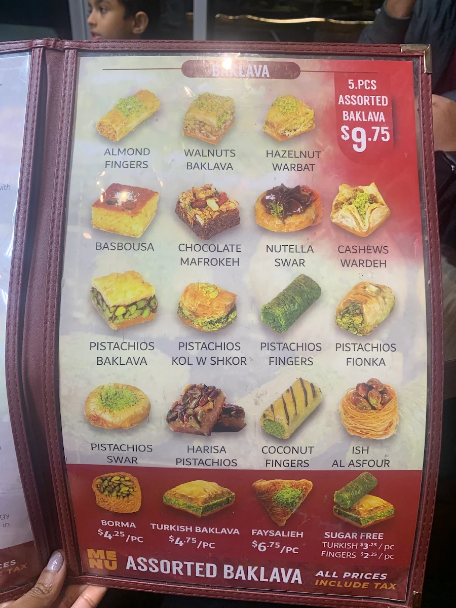 Menu, Crown Pastries