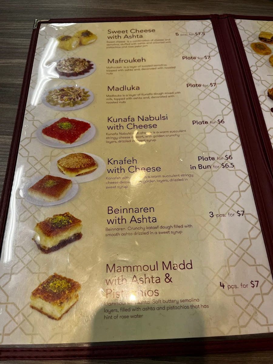 Menu, Crown Pastries
