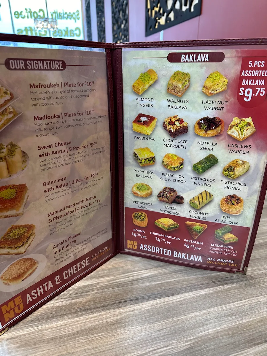 Menu, Crown Pastries