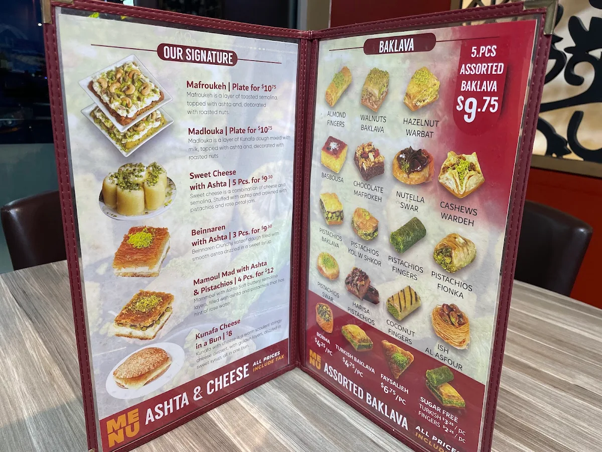 Menu, Crown Pastries