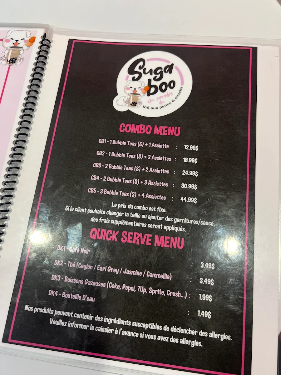 Menu, Suga Boo - Bubble Teas & Snacks