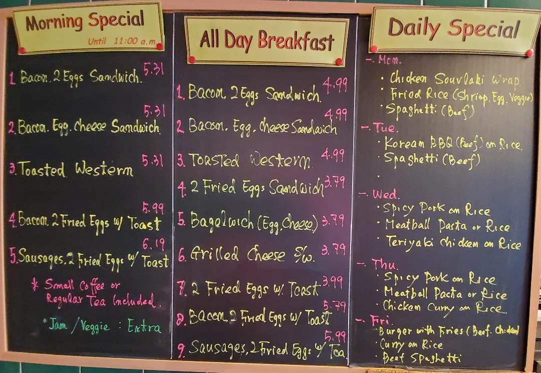 Menu, Green & Sprouts (Drinks & Foods)