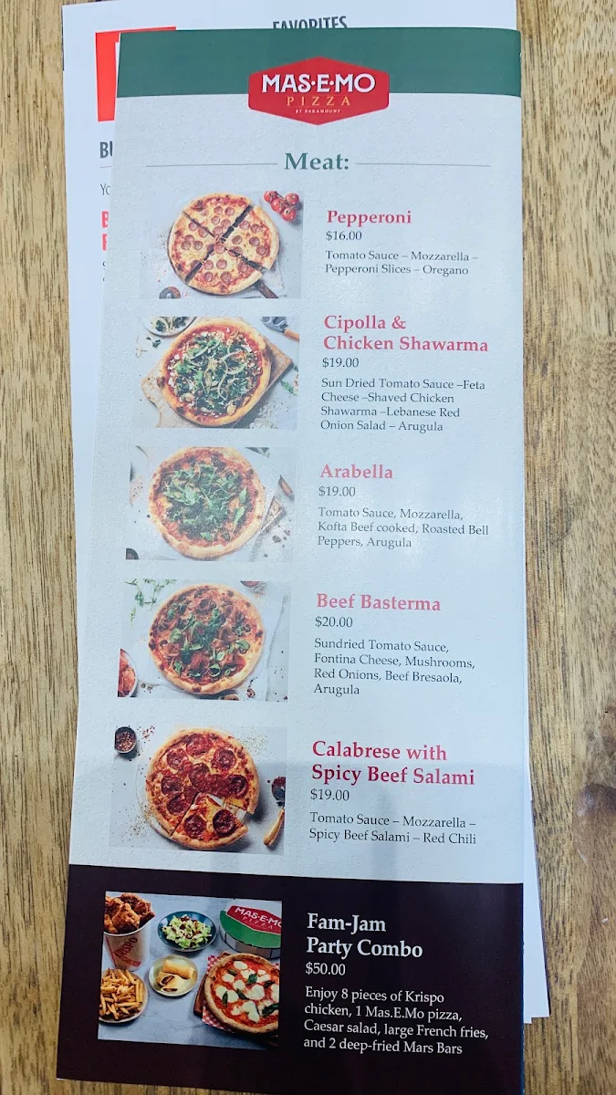 Menu, Paramount Middle Eastern Kitchen