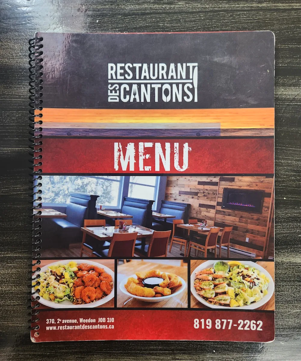 Menu, Restaurant Des Cantons de Dudswell