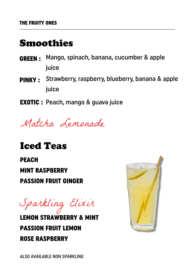 Menu, Columbus Café