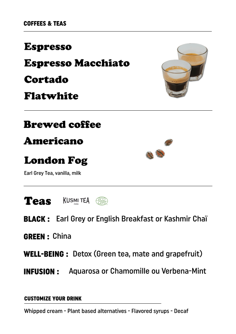 Menu, Columbus Café