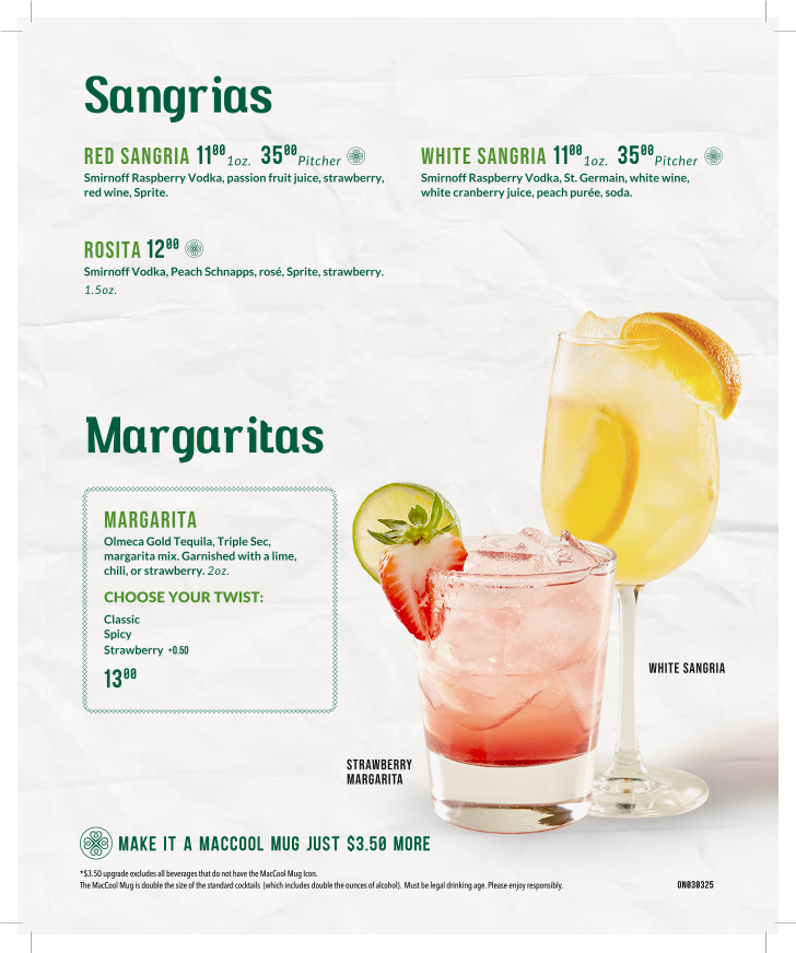 Menu, Fionn MacCool's