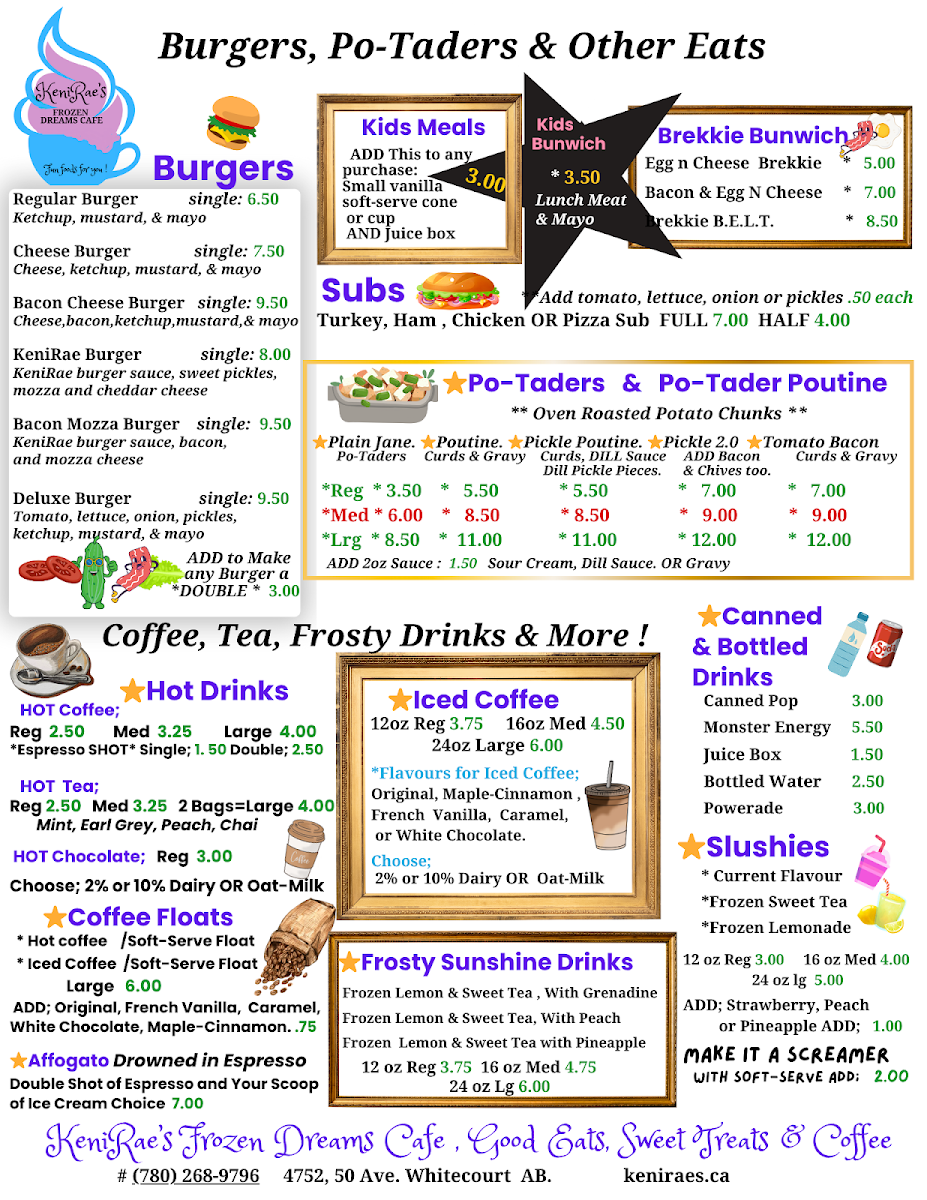 Menu, KeniRae's