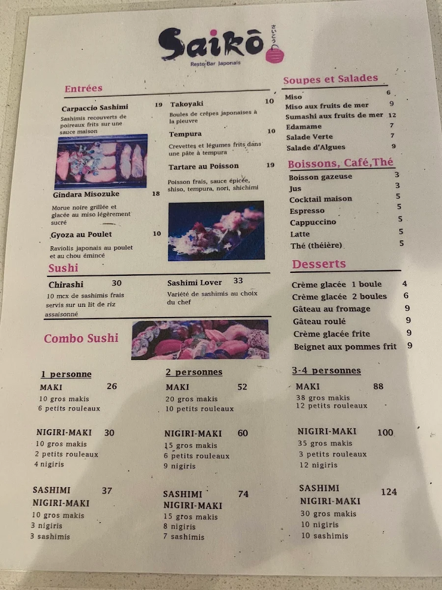 Menu, Saiko