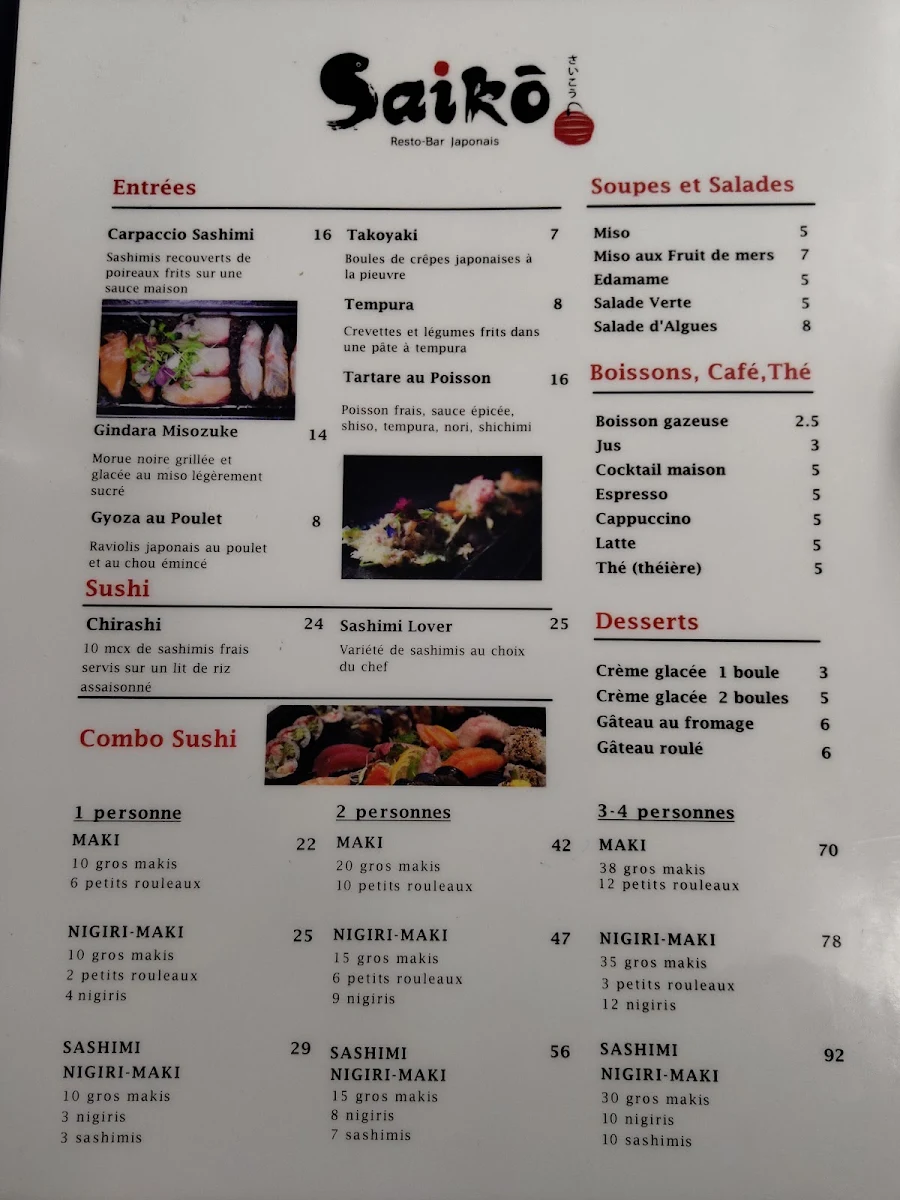Menu, Saiko