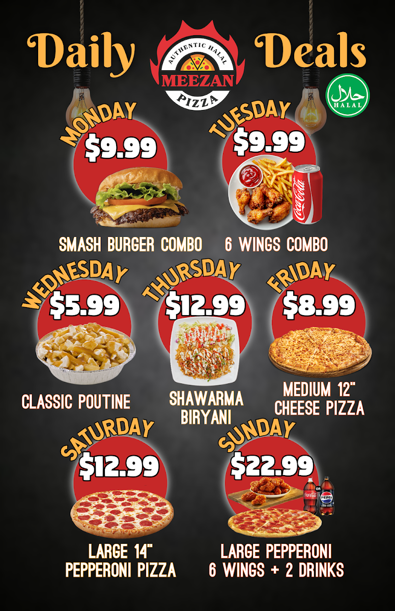 Menu, Meezan Pizza & Burger