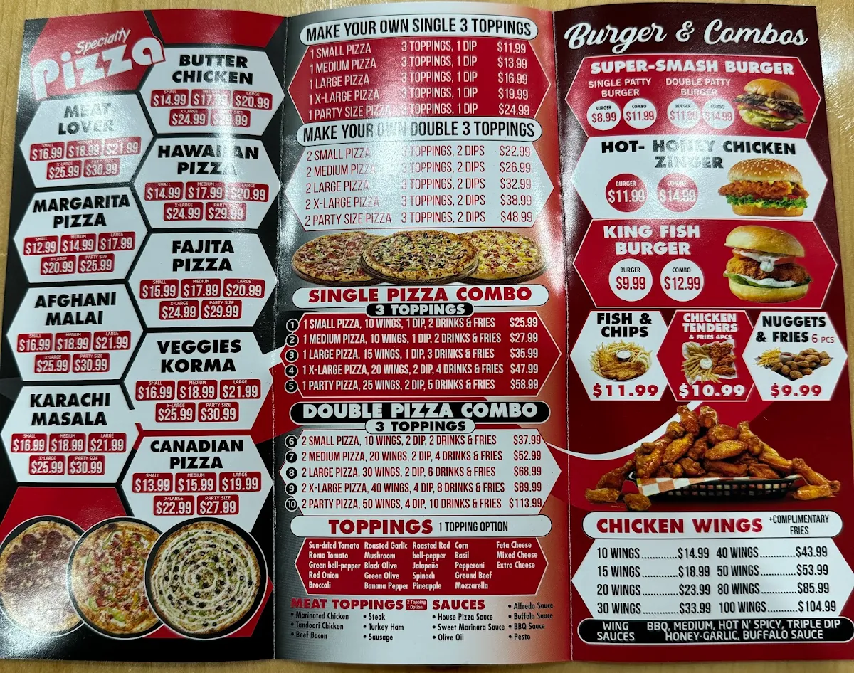 Menu, Meezan Pizza & Burger