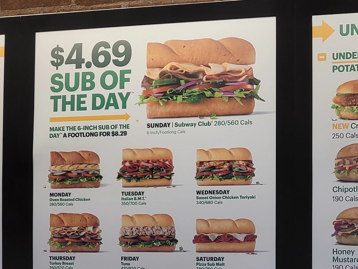 Menu, Subway