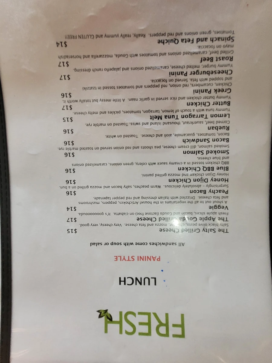 Menu, Fresh Carnival