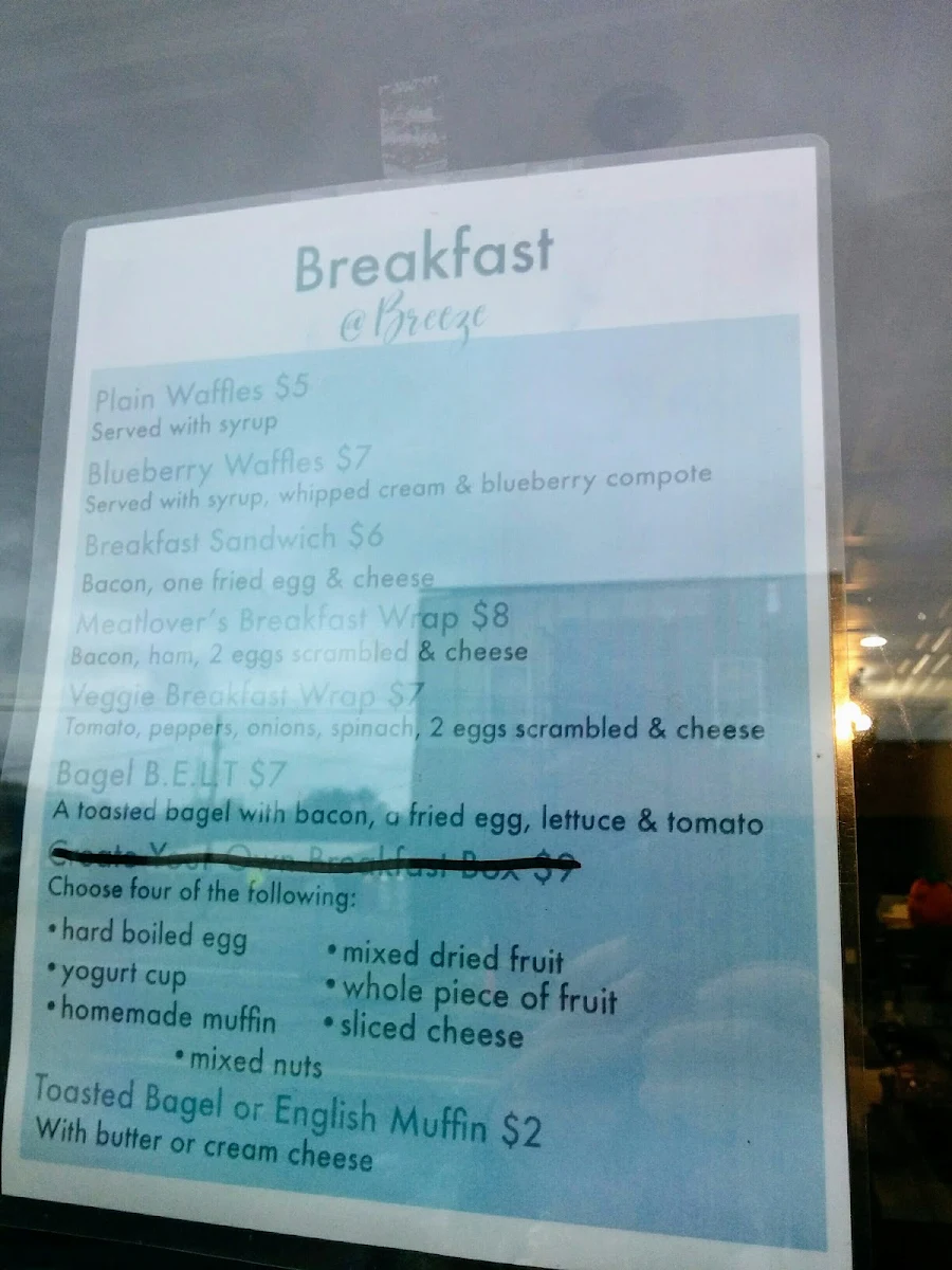 Menu, Breeze Bakery & Catering