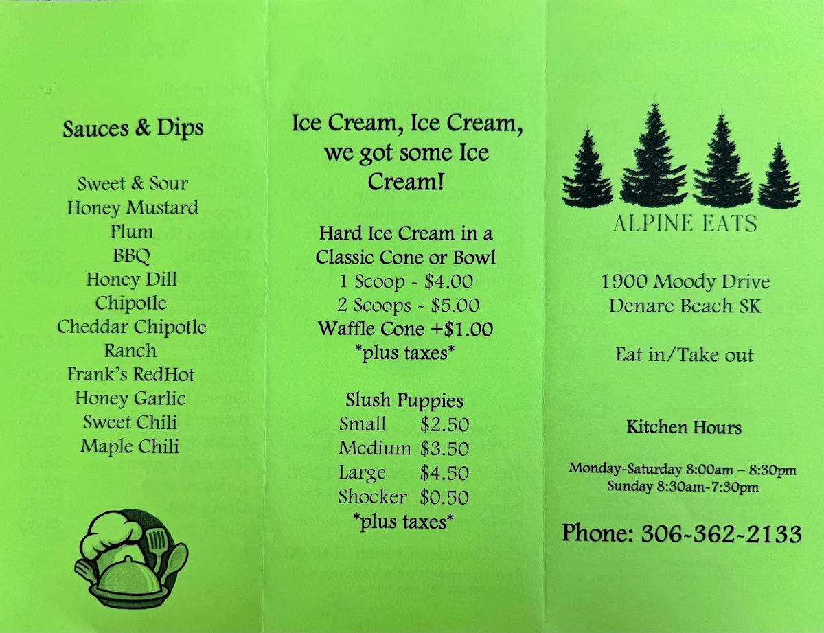 Menu, Alpine Eats